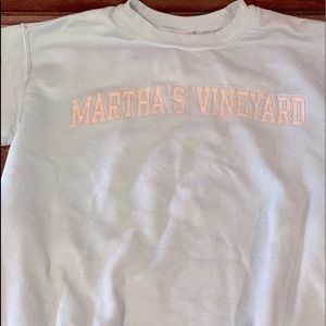 A mint green Gildan sweatshirt in a women’s small